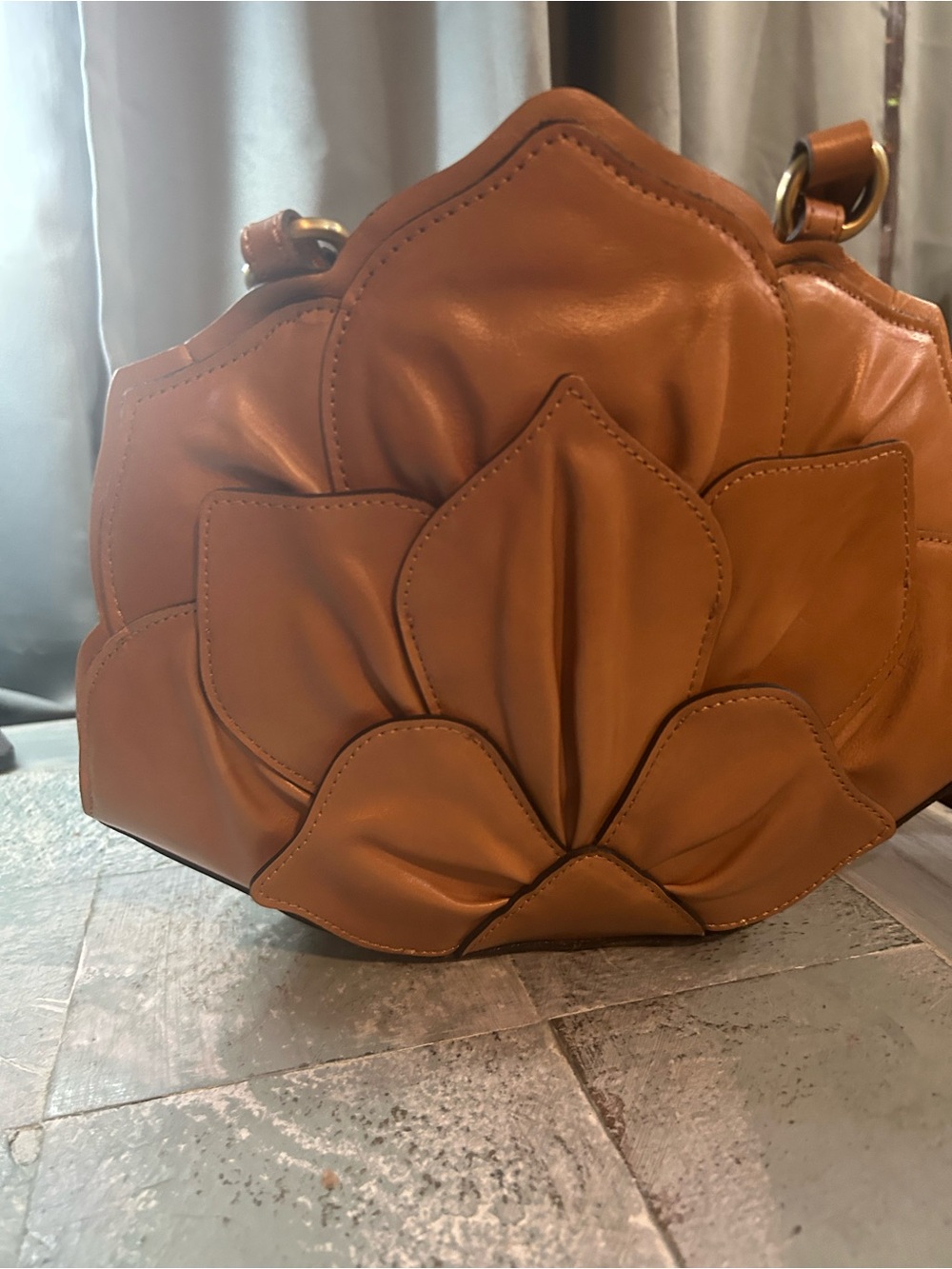 Patricia Nash Tan Floral Petal Crossbody Satchel - Picture 2 of 9